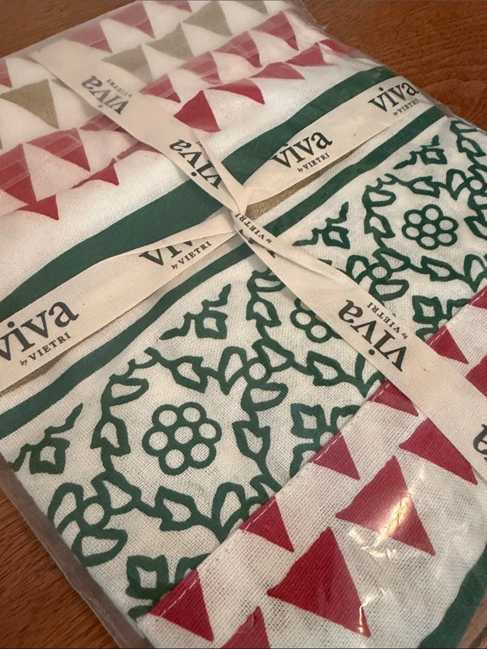 Viva by Vietri Green/Gold Bohemian Linen Apron
